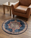 Eden Oasis Collection Area Rug -  Tranquility (Dark Blue) Round Dark Blue  lifestyle 47