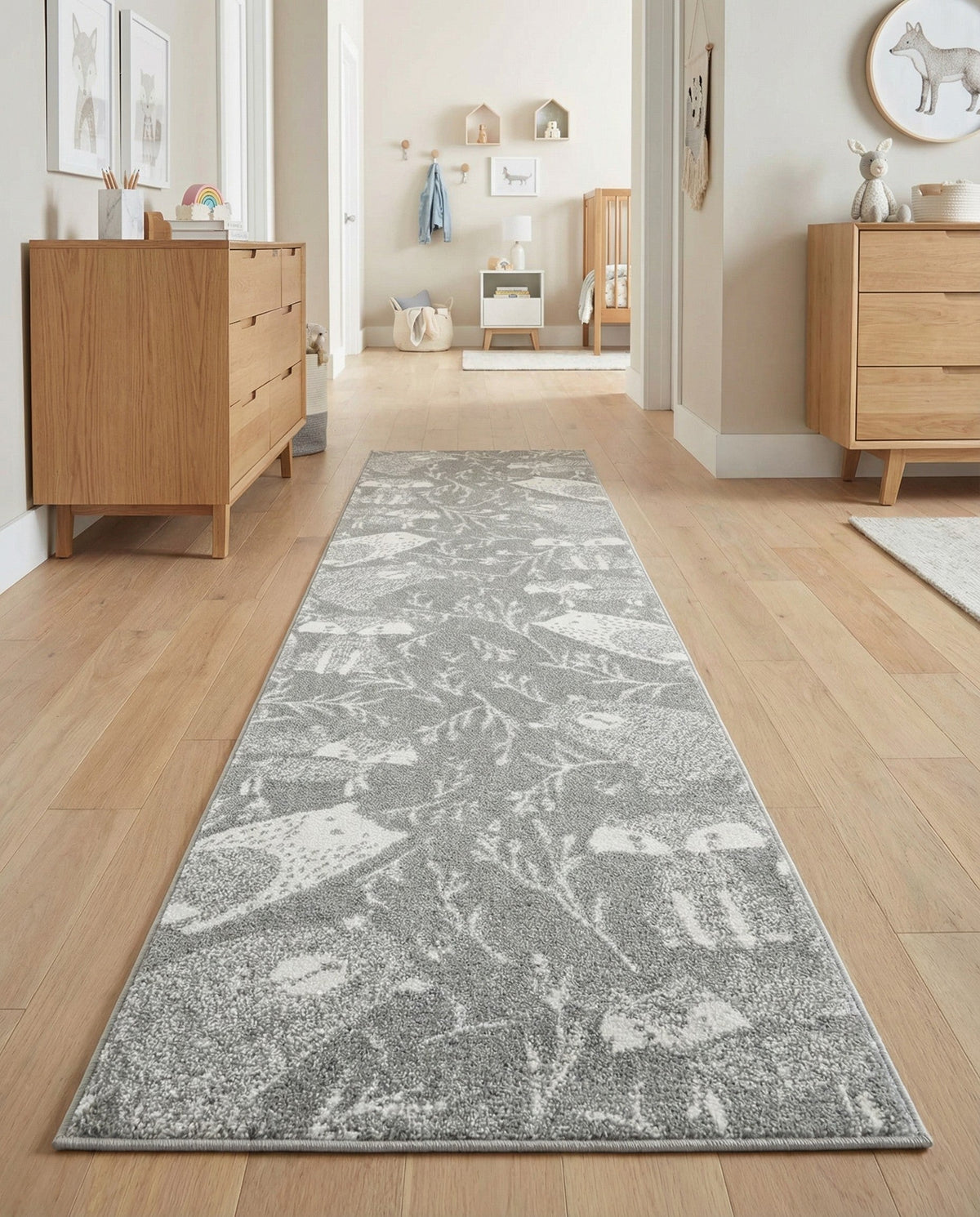Wonder Tykes Collection Area Rug -  Quirky Runner Gray  lifestyle 100