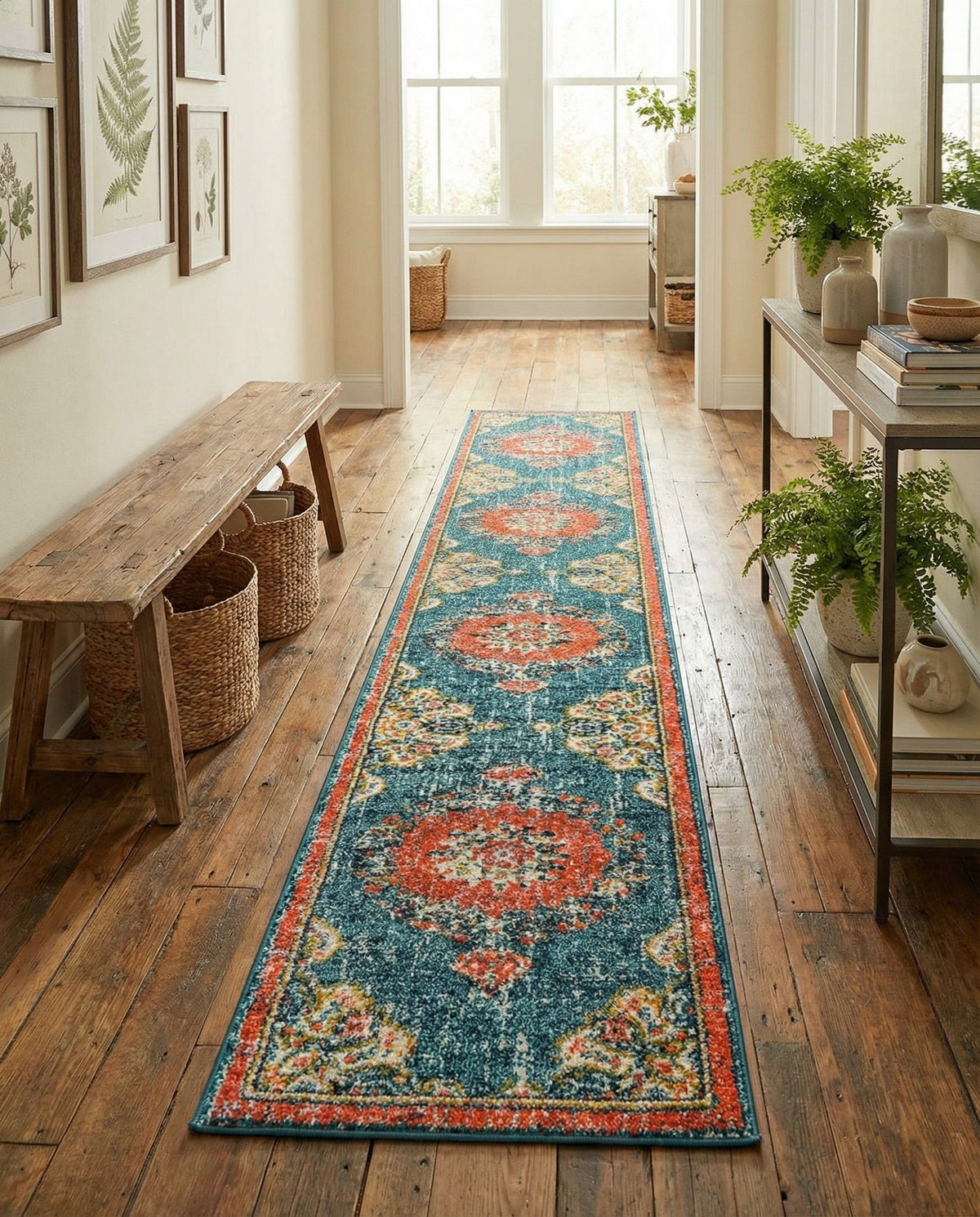 Brighton Terrace Collection Area Rug - Hove (Blue) Runner Blue  lifestyle 82