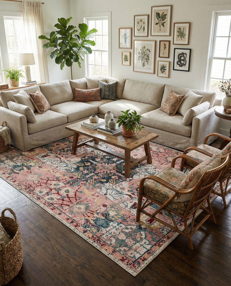 Savannah Elegance Collection Area Rug -  Azalea Rectangle Pink  lifestyle 31
