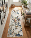 Jewel Oasis Collection Area Rug -  Opaline Runner White Navy  lifestyle 79