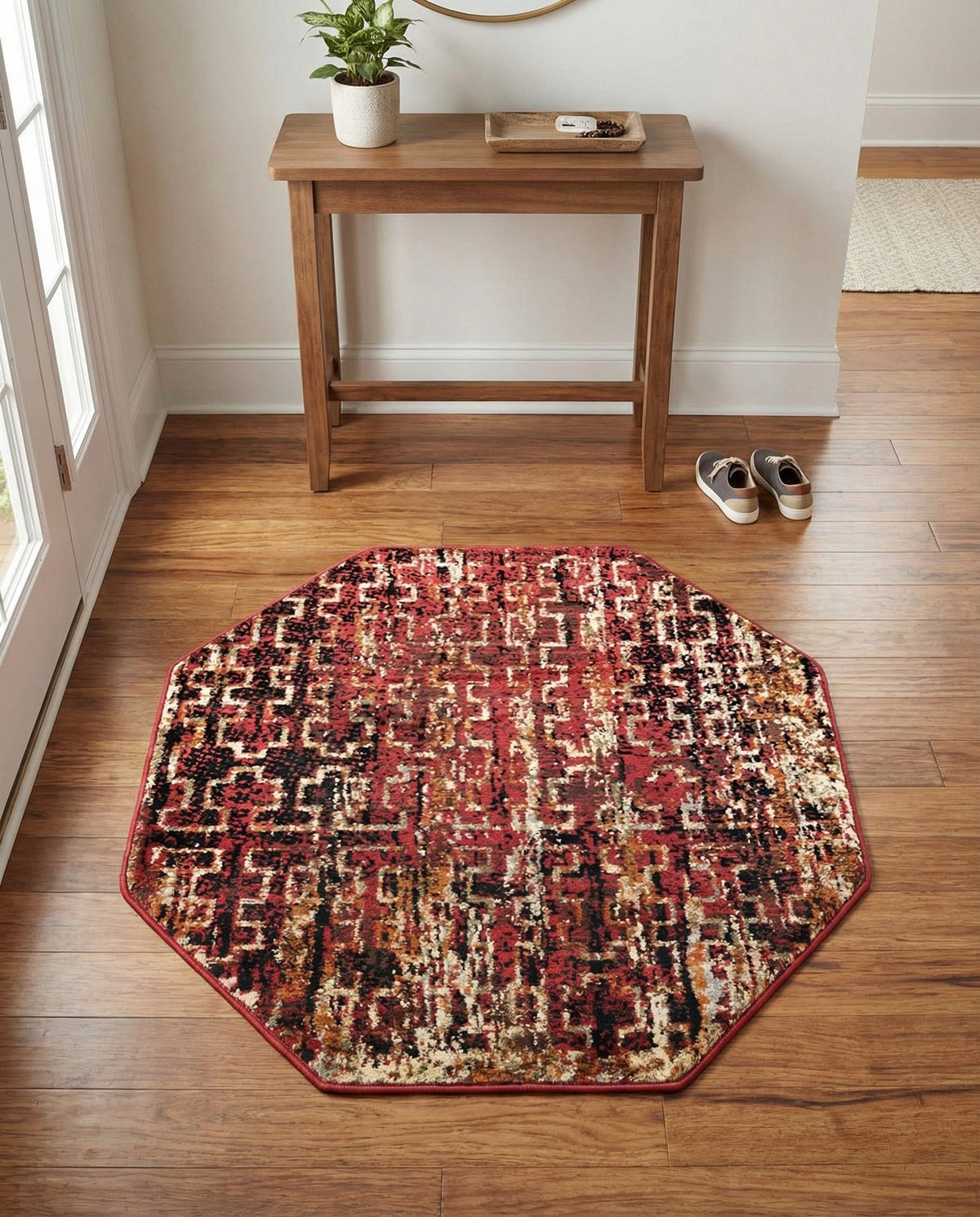 Neptune Elegance Collection Area Rug -  Proteus Octagon Burgundy  lifestyle 80