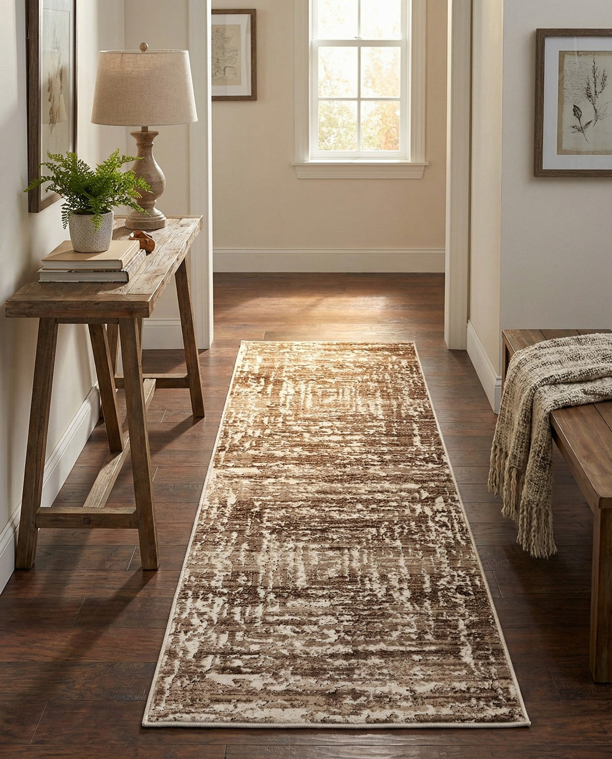 Sanctuary Retreat Collection Area Rug -  Asylum Runner Chocolate Brown  lifestyle 171