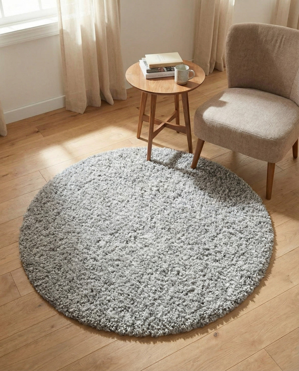 Alpine Plush Collection Area Rug - Verbier Round LGrey  lifestyle 72