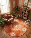 Riviera Elegance Collection Area Rug -  Monaco (Orange) Round Orange  lifestyle 67