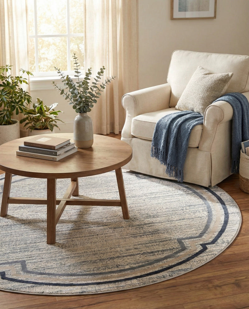 Serenity Sands Collection Area Rug -  Hushhaven Round Gray  lifestyle 70