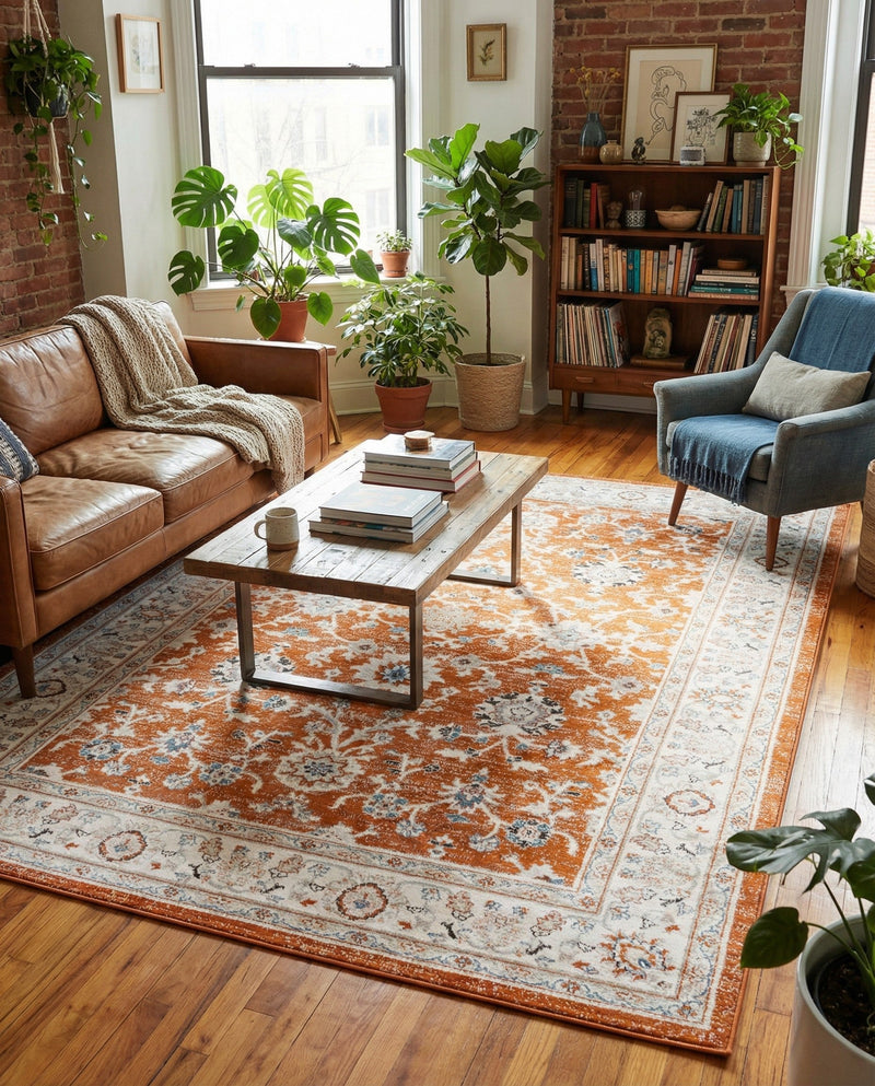 Savannah Elegance Collection Area Rug - Augusta (Rust Red) Rectangle Rust Red  lifestyle 17
