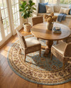 Jaipur Elegance Collection Area Rug -  Nahargarh (Light Blue) Round Light Blue  lifestyle 25