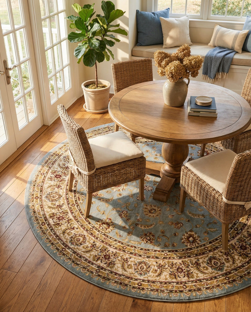 Jaipur Elegance Collection Area Rug -  Nahargarh (Light Blue) Round Light Blue  lifestyle 25
