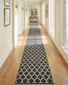 Lattice Gardens Collection Area Rug -  Bloomfield (Black) Runner Black  lifestyle 62
