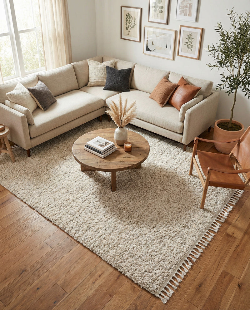 Cozy Cove Shag Collection Area Rug -  Harbor Rectangle Ivory  lifestyle 60