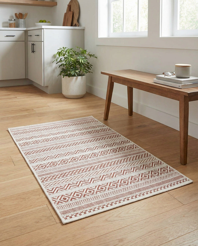 Seaside Stripes Collection Area Rug -  Boardwalk (Red) Rectangle Red  lifestyle 33