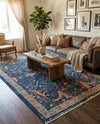 Seville Stripes Collection Area Rug -  Malaga (Navy Blue) Rectangle Navy Blue  lifestyle 35