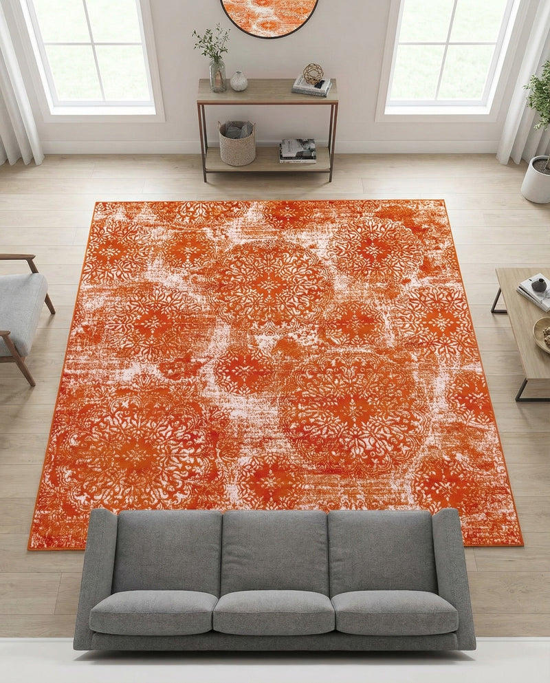 Riviera Elegance Collection Area Rug -  Monaco (Orange) Square Orange  lifestyle 74