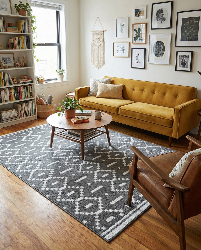 Copenhagen Edge Collection Area Rug -  Tivoli Rectangle Gray  lifestyle 13