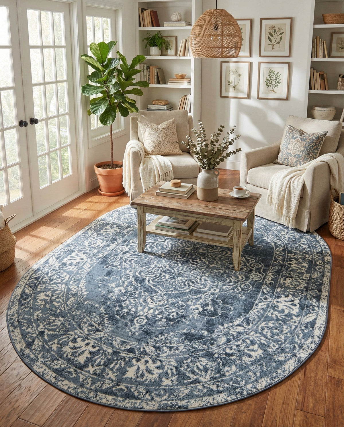 Cambridge Classics Collection Area Rug -  Magdalene (Blue) Oval Blue  lifestyle 54