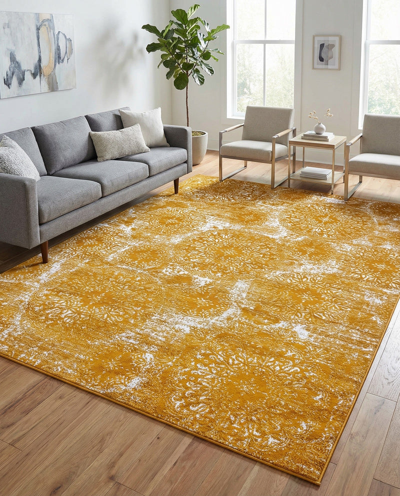 Riviera Elegance Collection Area Rug -  Monaco (Yellow) Rectangle Yellow  lifestyle 9