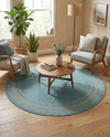 Terrace Fringe Collection Area Rug - Veranda (Aquamarine) Round Aquamarine  lifestyle 66
