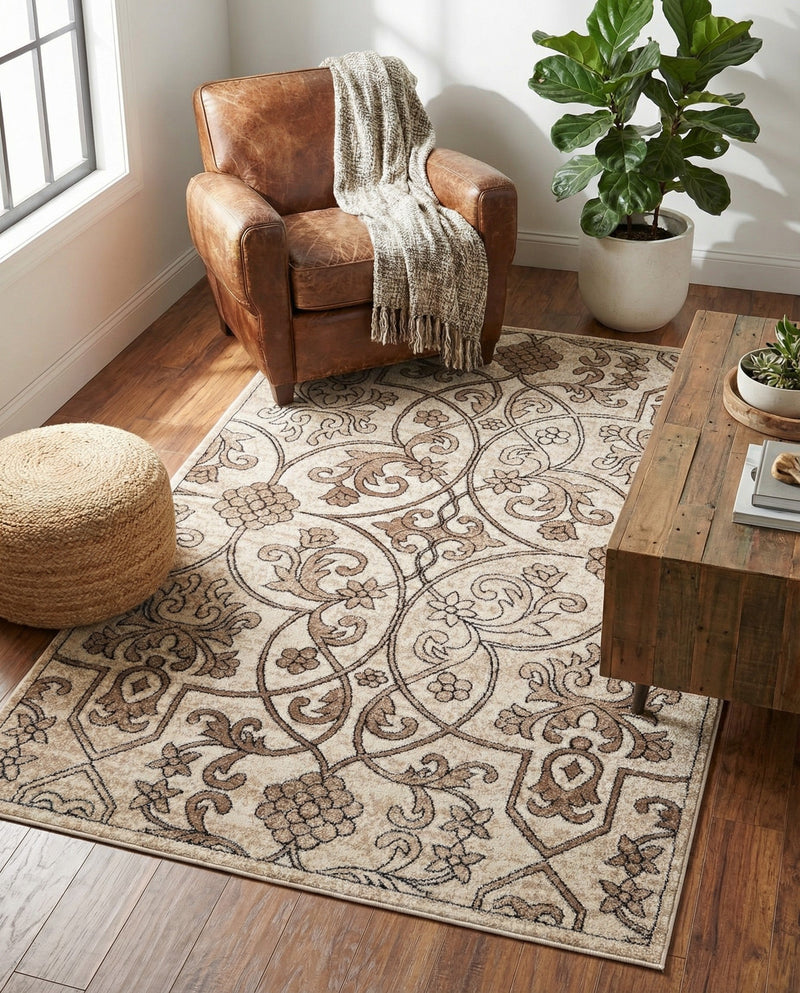 Andes Summit Collection Area Rug -  Merida Rectangle Dark Beige  lifestyle 24