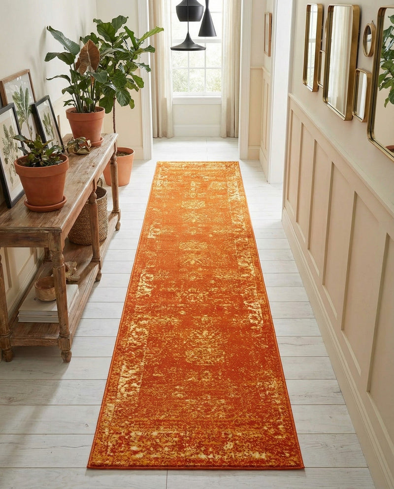 Riviera Elegance Collection Area Rug - Antibes (Orange) Runner Orange  lifestyle 69