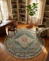 Savannah Soiree Collection Area Rug - Serengeti (Green) Round Green  lifestyle 71