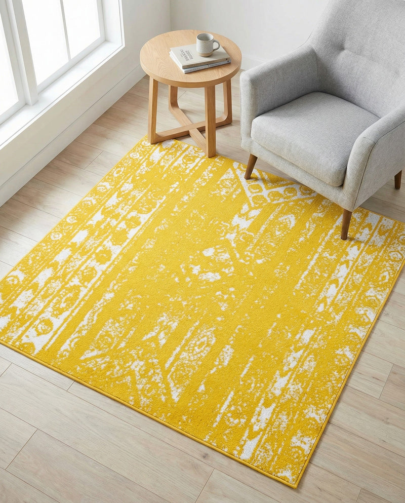 Brighton Stripes Collection Area Rug - Sussex (Yellow) Square Yellow  lifestyle 39