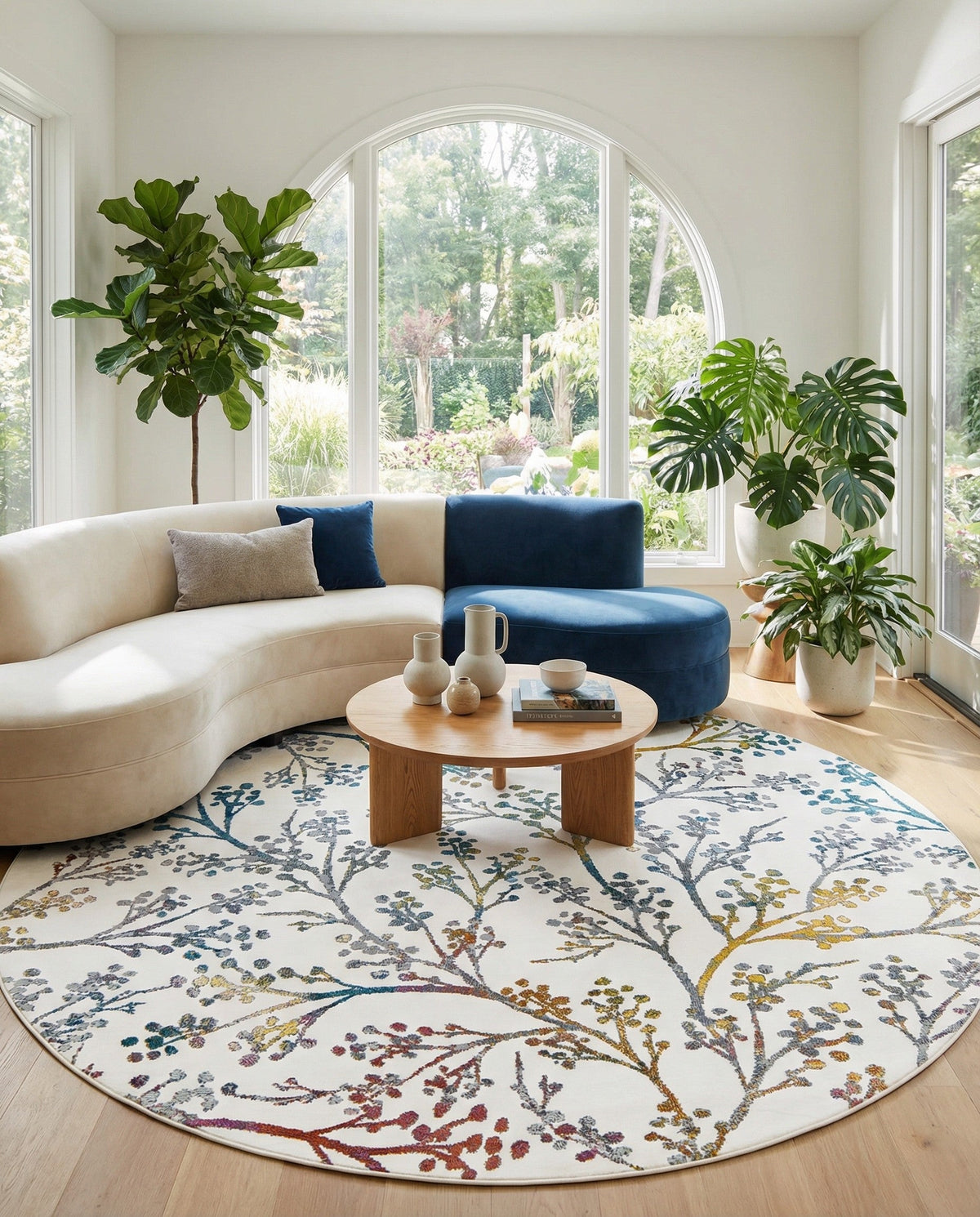 Meadow Breeze Collection Area Rug -  Sunbeam Round Ivory  lifestyle 43
