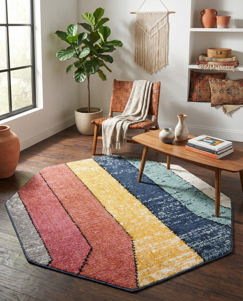 Marrakech Mosaic Collection Area Rug -  Agadir Octagon Multi  lifestyle 55