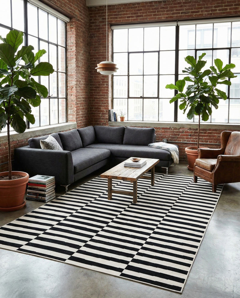 Soho Elegance Collection Area Rug -  Hudson (Black) Rectangle Black  lifestyle 16