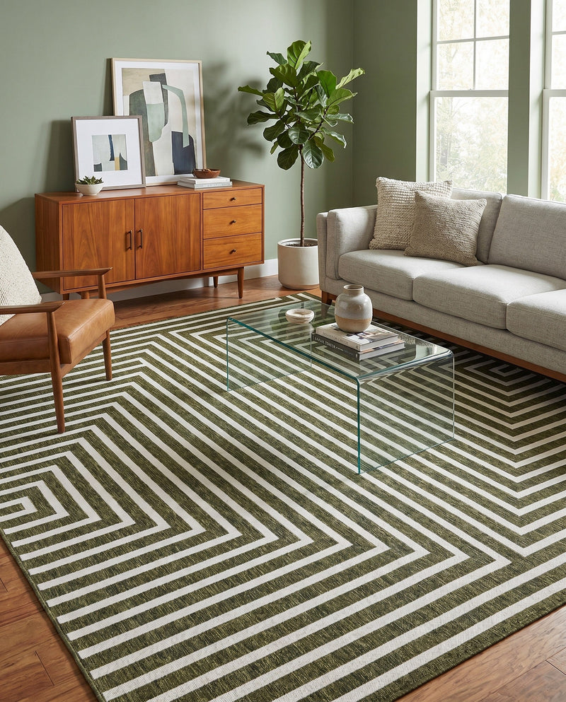 Urban Terrace Collection Area Rug -  Astoria (Green) Square Green  lifestyle 24