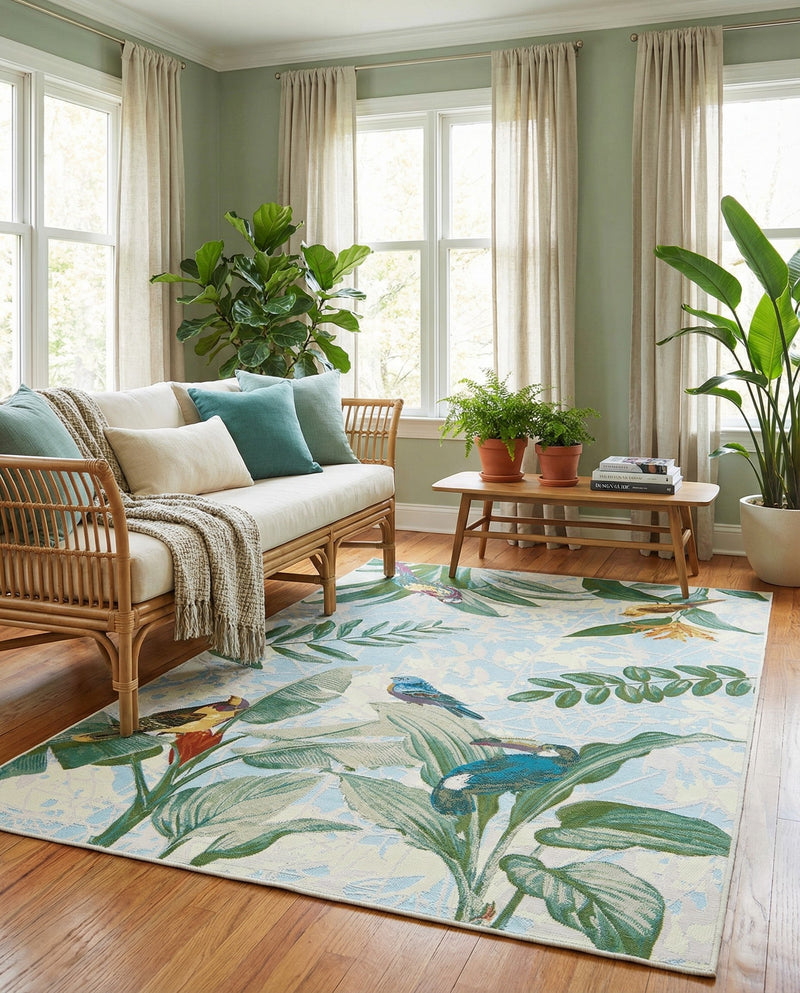 Seaside Blooms Collection Area Rug -  Tropic Rectangle Multi  lifestyle 17