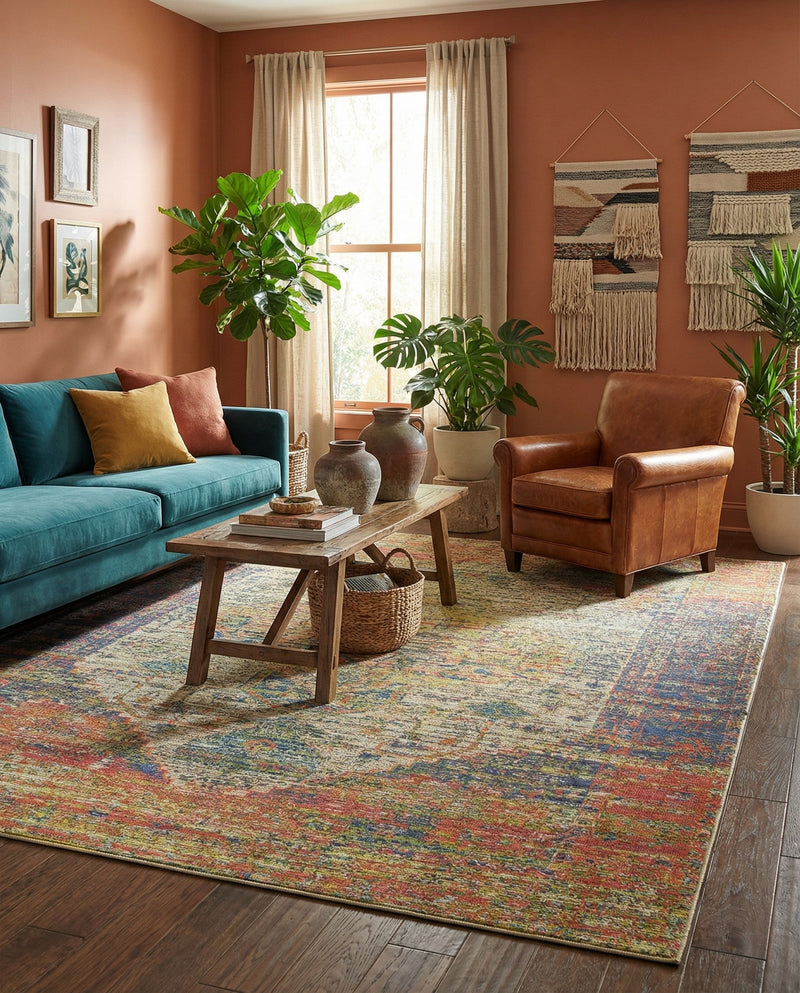 Savannah Threads Collection Area Rug - Sahara Rectangle Multi  lifestyle 44