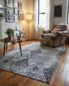 Aegean Elegance Washables Collection Area Rug -  Naxos Rectangle Black and White  lifestyle 41