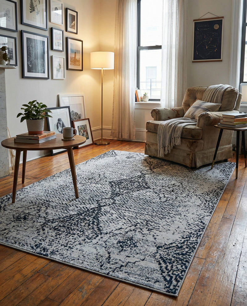 Aegean Elegance Washables Collection Area Rug -  Naxos Rectangle Black and White  lifestyle 41