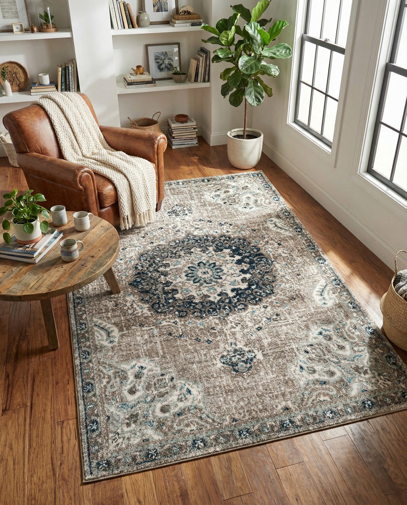 Brighton Terrace Collection Area Rug - Hove (Gray) Rectangle Gray  lifestyle 13