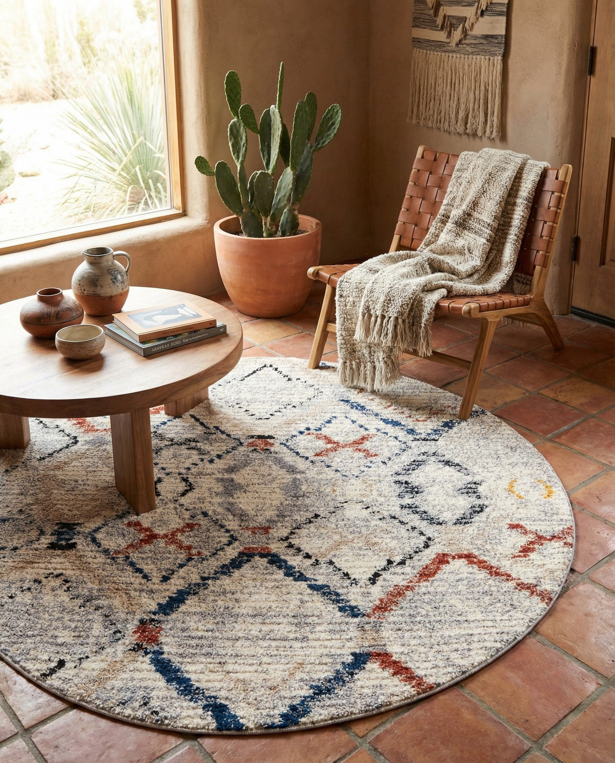Santa Fe Trails Collection Area Rug - Canyon Round Multi  lifestyle 102
