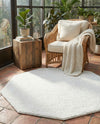 Solid Shag Seaside Collection Area Rug - Azure Cove (Snow White) Octagon Snow White  lifestyle 80