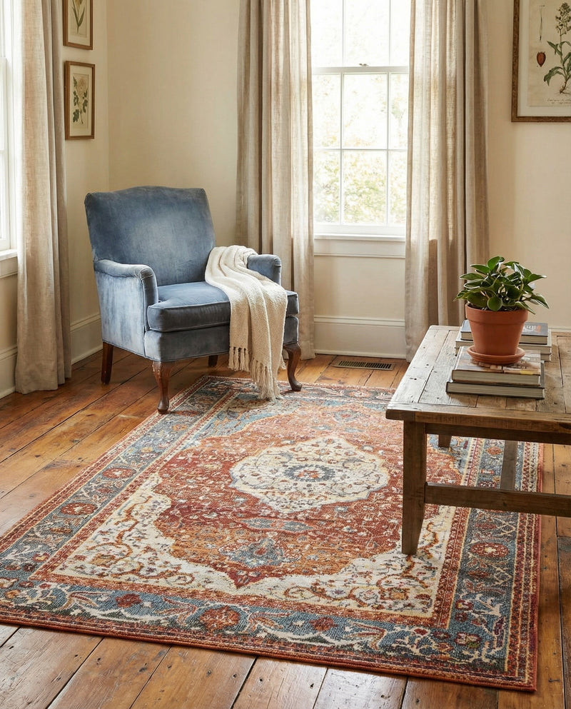Caribbean Breeze Collection Area Rug -  Vieques Rectangle Rust Red  lifestyle 33