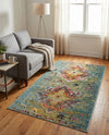 Venetian Tapestry Collection Area Rug -  SanMarco Rectangle Turquoise  lifestyle 28