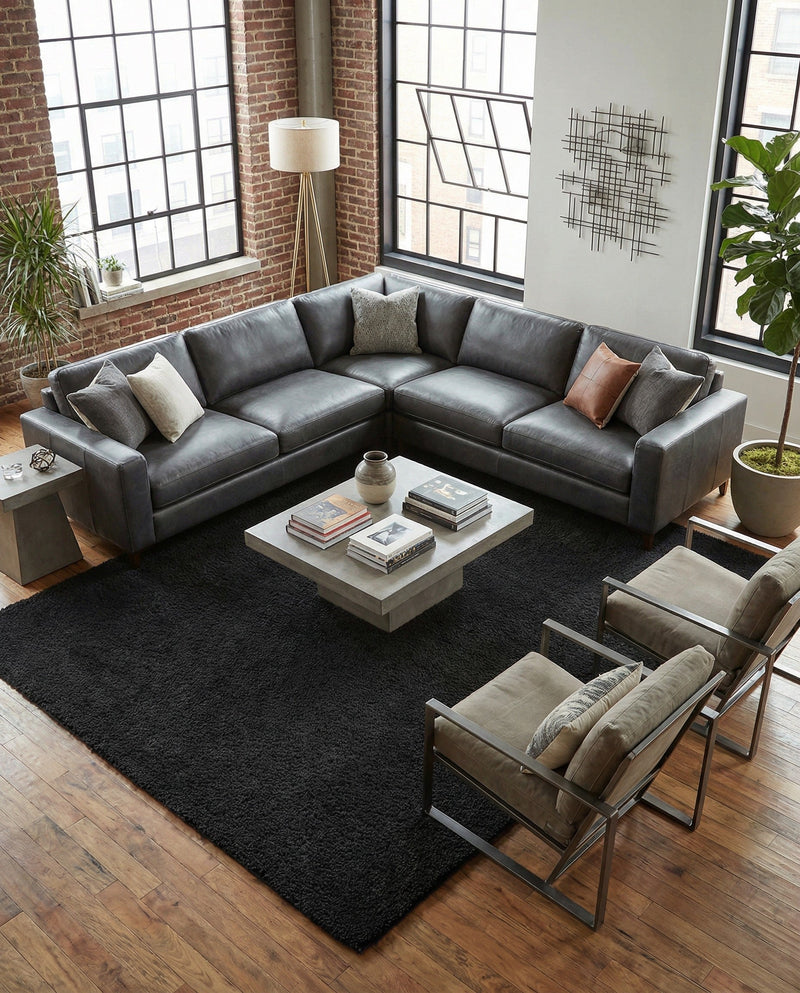 Solid Shag Seaside Collection Area Rug - Azure Cove (Charcoal) Rectangle Charcoal  lifestyle 6
