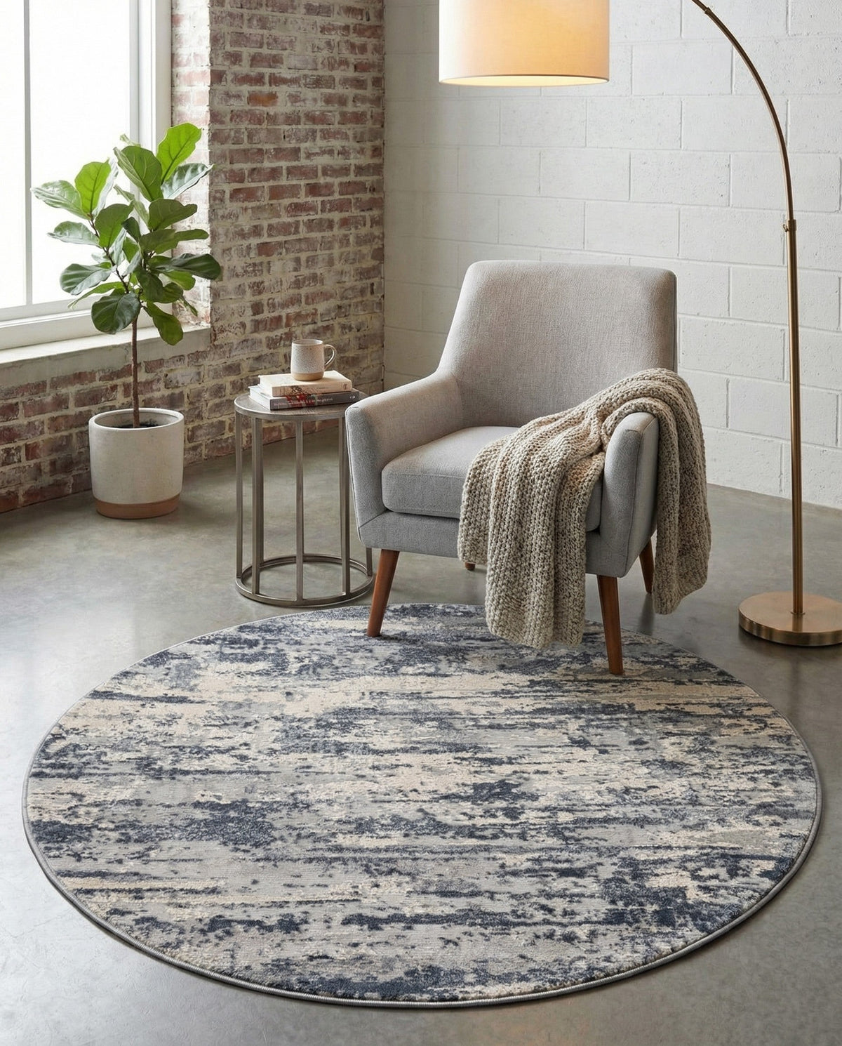 Aegean Elegance Collection Area Rug - Mesa Round Gray  lifestyle 89