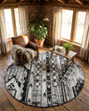 Cascade Range Collection Area Rug - Hood (Black and White) Round Black and White  lifestyle 62