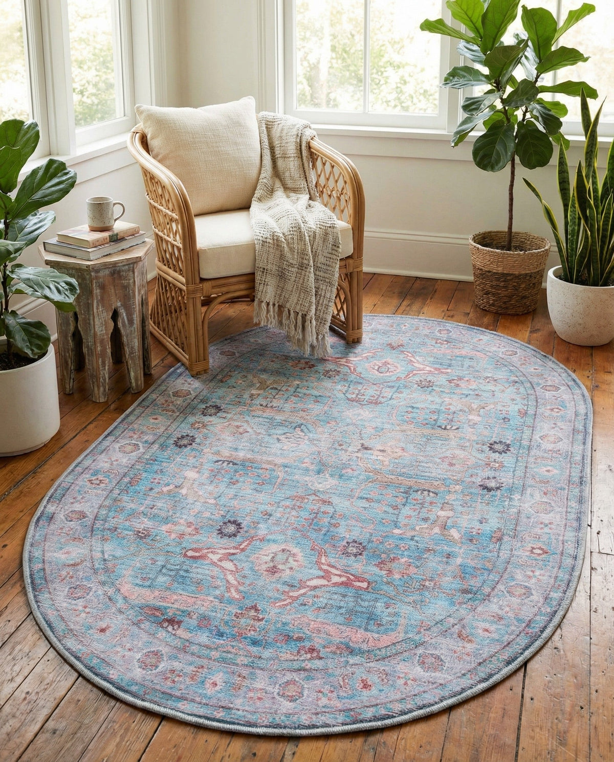Zahara Oasis Collection Area Rug -  Marrakech Oval Blue  lifestyle 84