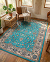 Casablanca Tapestry Collection Area Rug -  Marrakech (Arctic Aqua Blue) Rectangle Arctic Aqua Blue  lifestyle 7