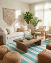 Tassel Trail Collection Area Rug - Pathway (Turquoise and Ivory) Rectangle Turquoise and Ivory  lifestyle 18