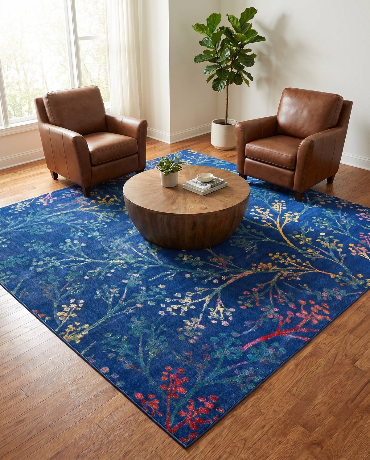 Meadow Breeze Collection Area Rug -  Sunbeam Square Blue  lifestyle 190