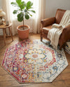Parisian Elegance Collection Area Rug - Versailles (Pink Gray) Octagon Pink Gray  lifestyle 36