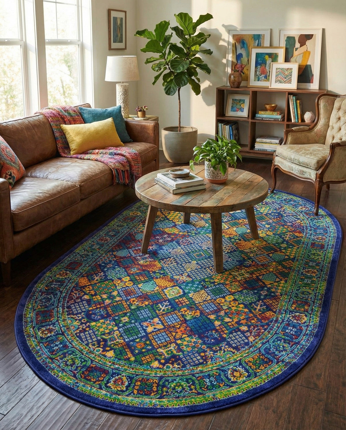 Caribbean Cove Collection Area Rug -  Mustique Oval Navy Blue  lifestyle 69