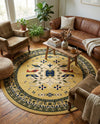 Tabriz Tapestries Collection Area Rug - Azerbaijan (Cream) Round Cream  lifestyle 58