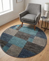 Autumn Meadow Collection Area Rug -  Sycamoreside (Blue Gray) Round Blue Gray  lifestyle 43